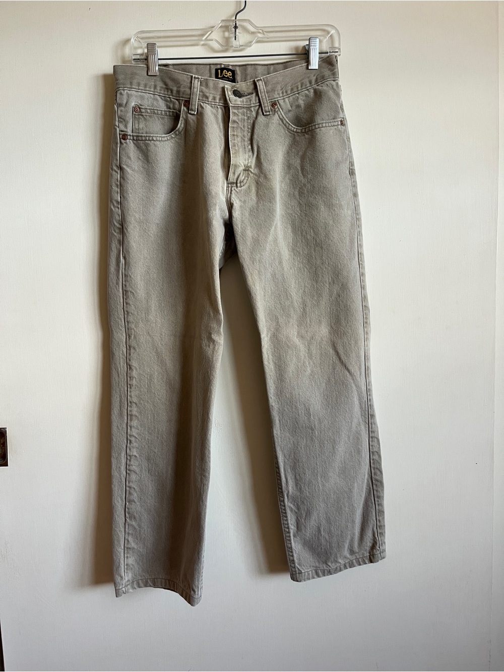 Vintage Lee Men's Relaxed Straight Jeans in beige/grey